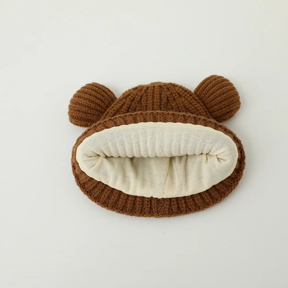 Baby Kids Cotton Warm Bear Ears Caps Beanie for Toddler Boys Girls Crochet Bonnet Autumn Warm Winter Knitted Hat Accessories