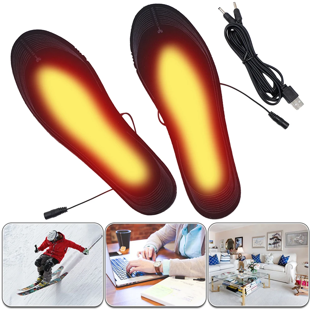 Unisex USB Rechargeable Electric Heated Insoles - Adjustable Temperature Foot Warmer
