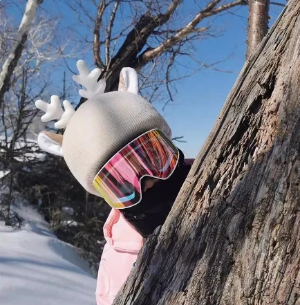 Animation Cartoon cute Ski helmet decoration polar fleece electric