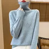Fall/Winter new Women's sweater 100% Merino wool turtleneck pullover Fashion Color dot fork shoulder warm base knit shirt 1