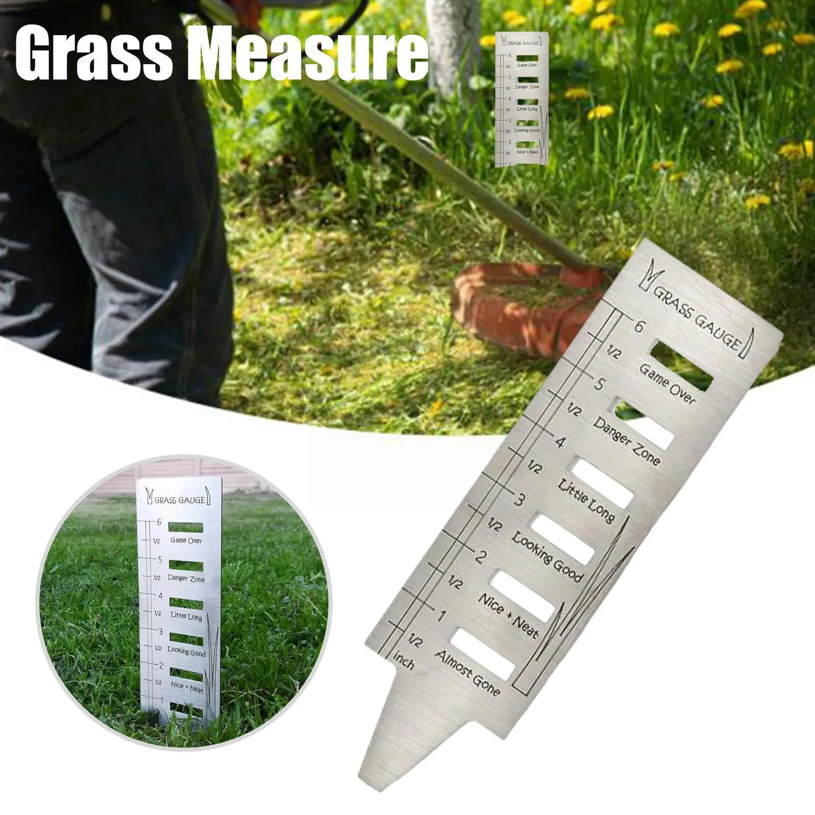 Lawn Weed Measuring Tool Grass Gauge Ruler For Cutting Steel Ultimate