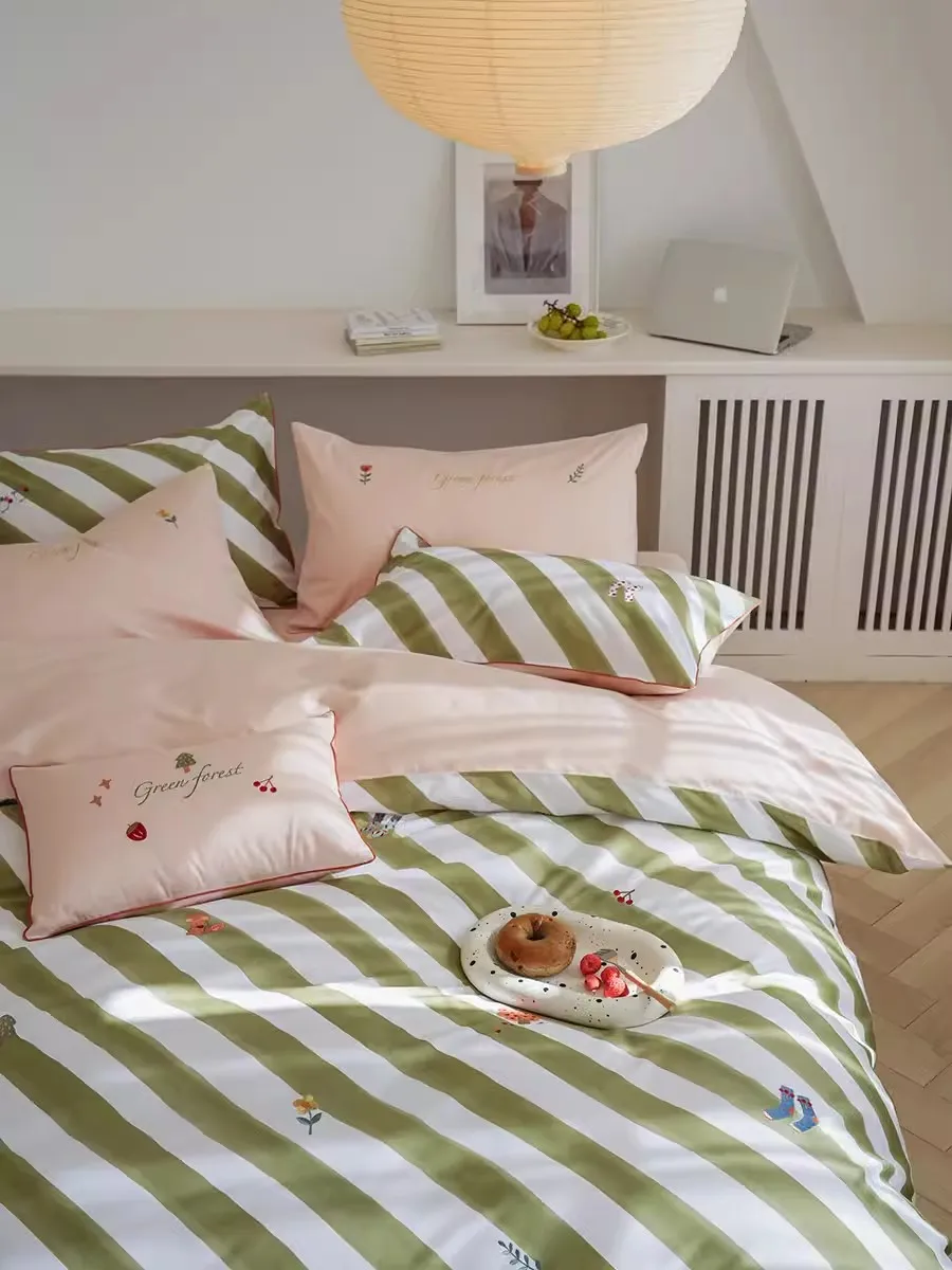 

Постельное белье из натурального хлопка, односекционная матовая двойная кровать из 100% чистого хлопка с блокировкой зеленого цвета, простыня для матраса 1,8 м, 1,5 м