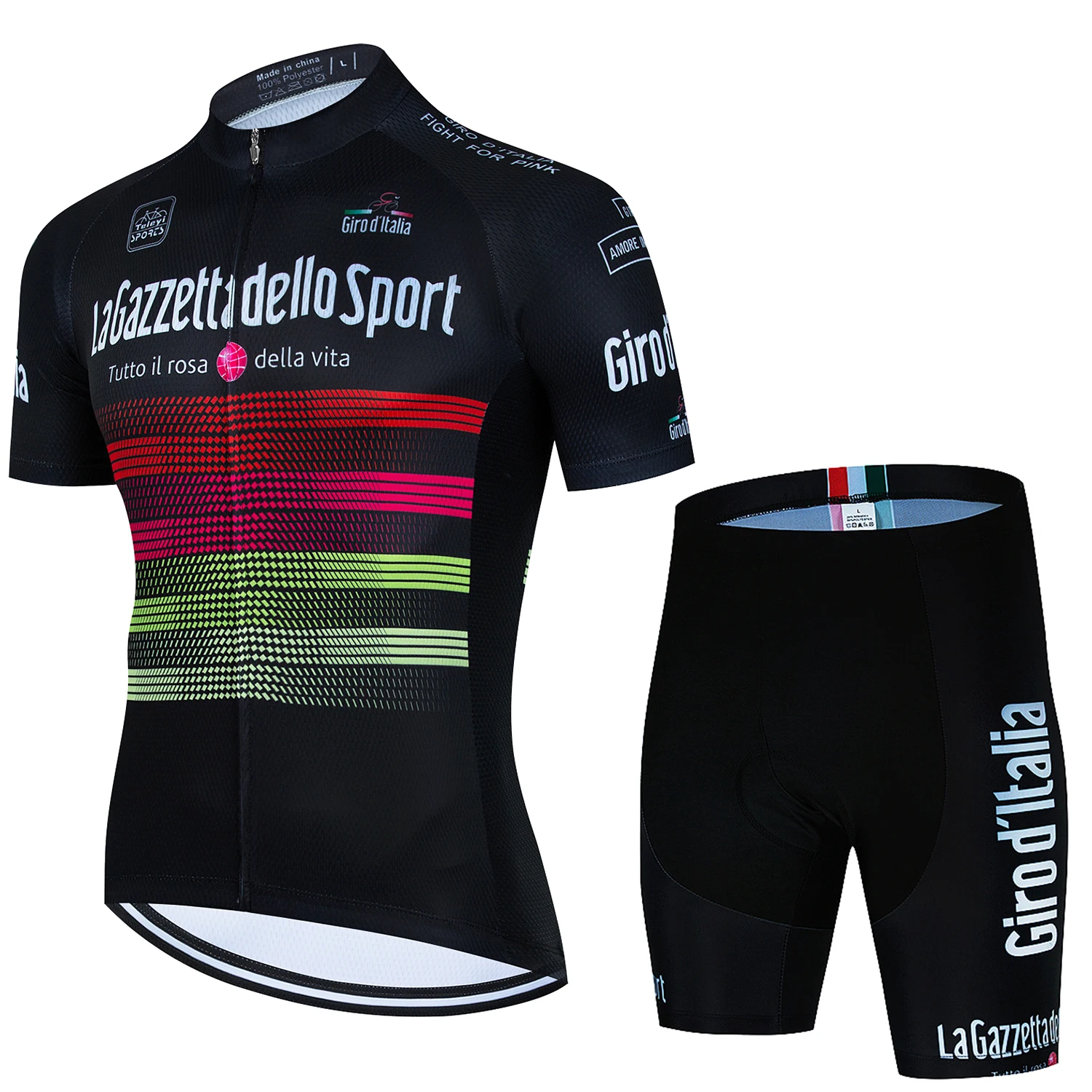 2024 Tour De Giro DITALIA 남성용 사이클링 저지 세트, 반팔 속건성 MTB 자전거 세트, 사이클링 의류, 여름