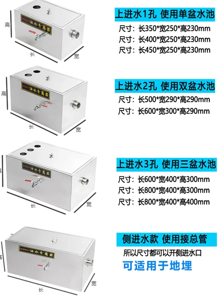 Oil-water separator Stainless steel catering kitchen filter Commercial hotel Environmental protection Customizable buried grease