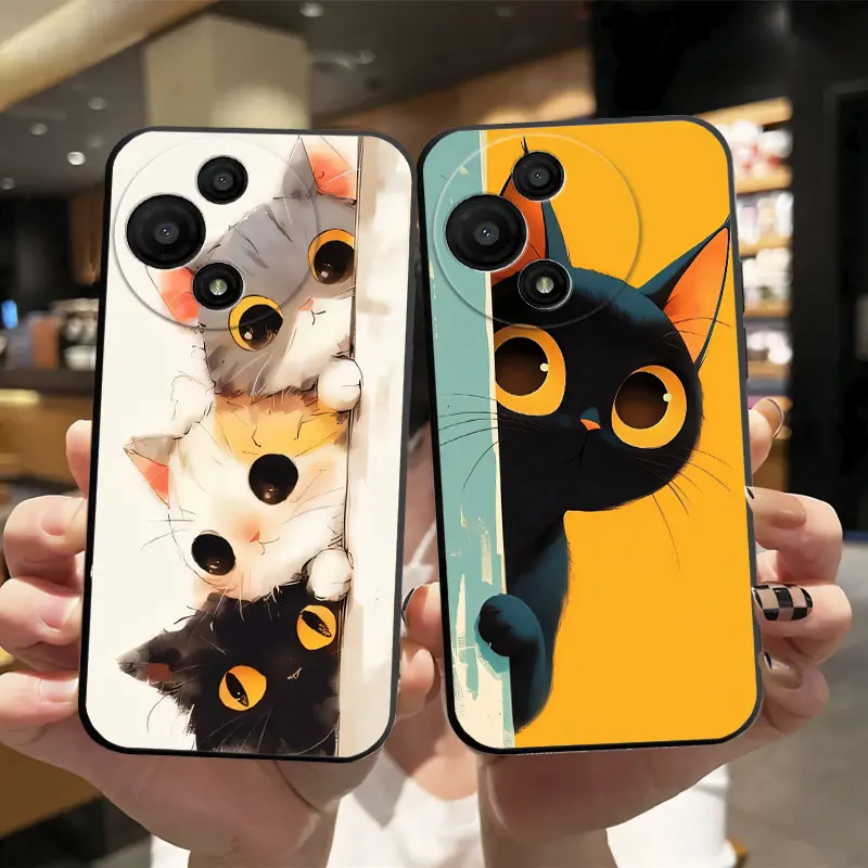 Fashion Print Black Silicone Phone Case - Soft Protective Cover