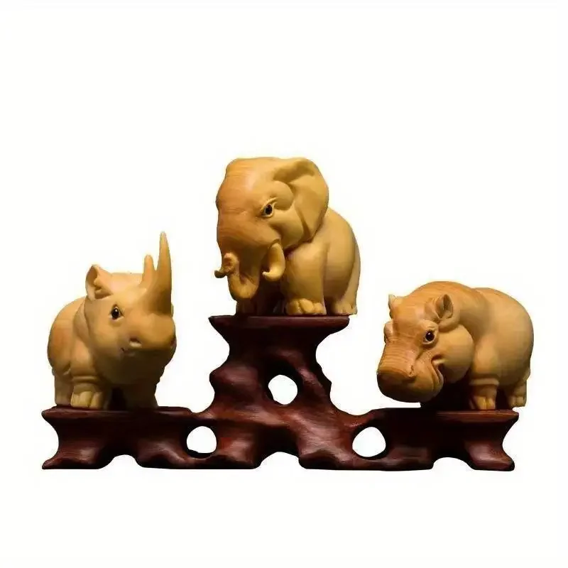 Cute Wood Carving Animals Statue Ornaments Supplies Sculptures and Figurines Home Decoration Desk Accessories: 3 - 5 Days Free Delivery Only UK