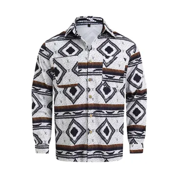 Casual Plaid Shirts Men Spring Autumn Single Breasted Loose Long Lapel Tops Large Size Pocket Flannel Checked Shirts S-3XL 4