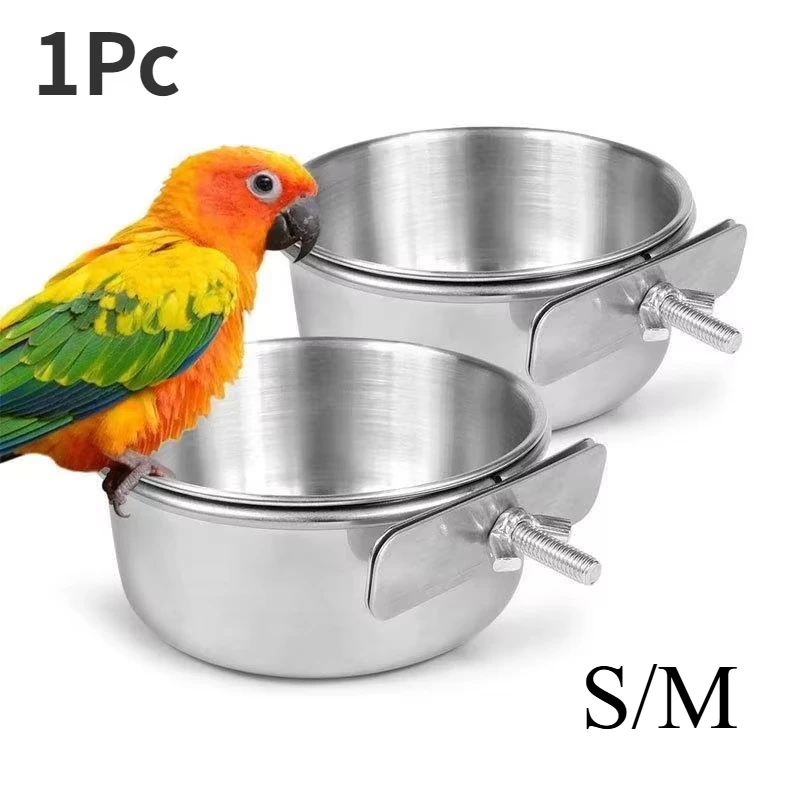 Birds Food Water Cup Parrot Food Bowl Clamp Holder Feeding Cage Dish Parrot Feeders Bird Food Holder Automatic Bird Feeder