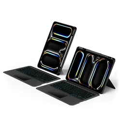 Versatile Detachable Keyboard Case with Backlit Touchpad for English - Spanish (Black)