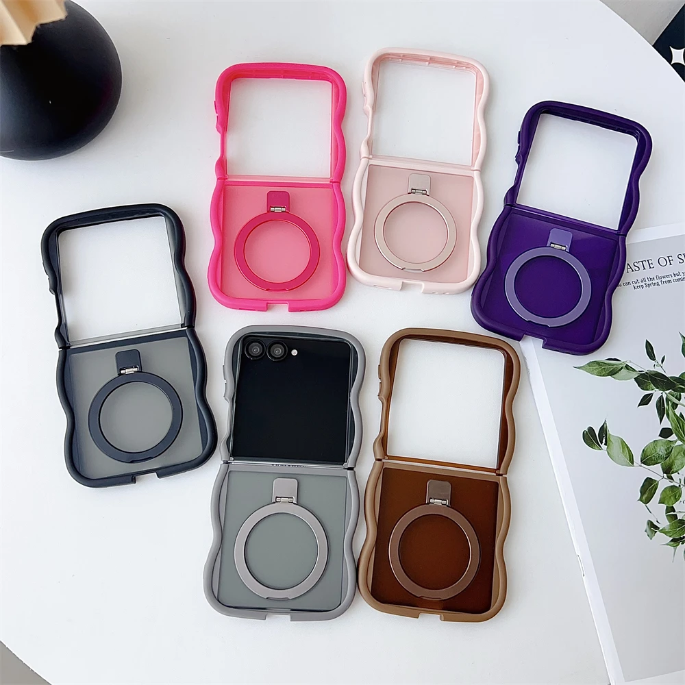 Curly Wave Magnetic Matte Shockproof Phone Case with Magsafe Bracket and Stand Holder