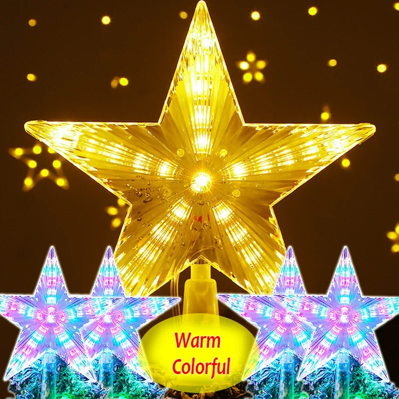 LED Five-Pointed Star Christmas Tree Topper Light - Festive Wedding & Party Decoration Lamp