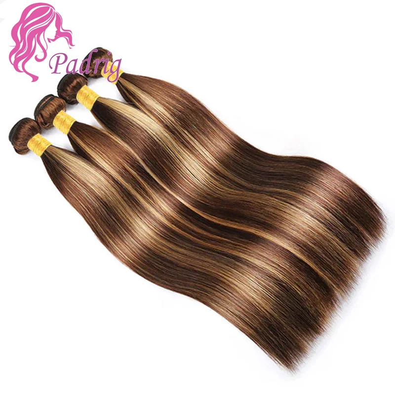 3/4PC Highlight Straight Human Hair Bundles Double Weft Hair Extensions P427 Piano Color 65g/PC Raw Indian 12A Grade
