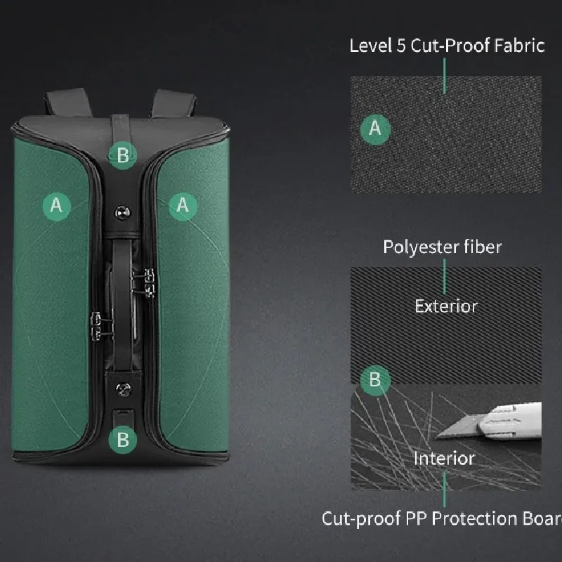 KINCASE High Quality Anti-theft Men Backpack Foldable 15.6inch Laptop Backpack Cut-proof /USB Charge/TSA Lock/Rfid Block Travel 3