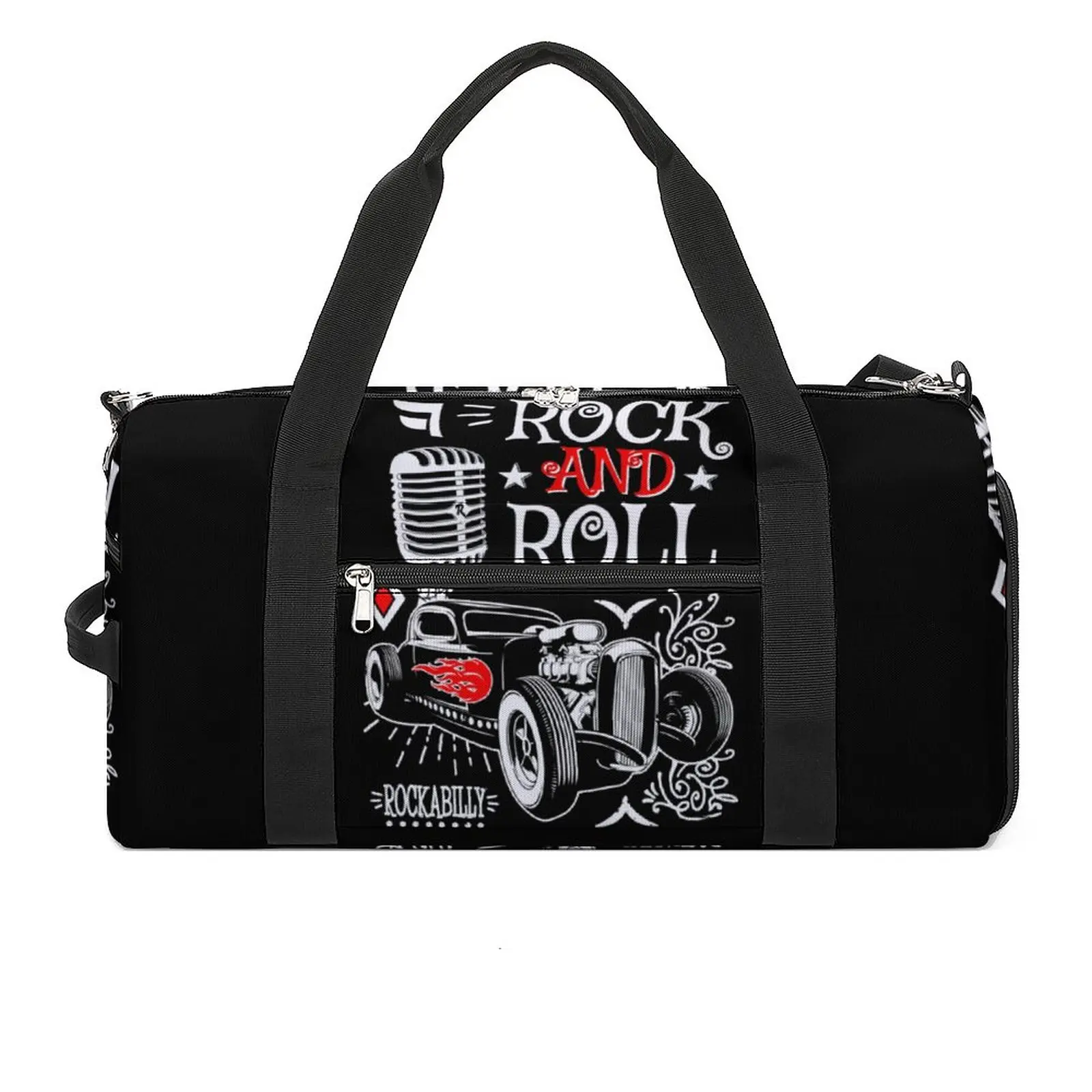 

Rockabilly Hot Rod Sport Bags Rock and Roll Vintage Rocker Large Gym Bag Waterproof Couple Handbag Luggage Novelty Fitness Bag