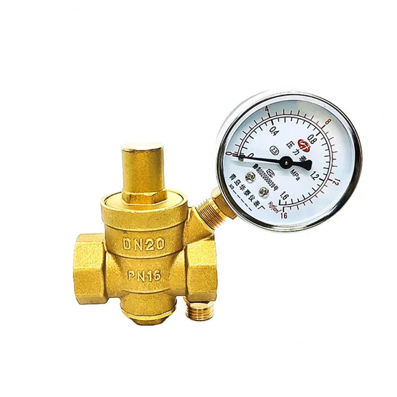 

1/2" 3/4" 1" High Quality Adjustable Water Reducing Valve Female Thread Brass Pressure Gauge Regulator Valves With Gauge