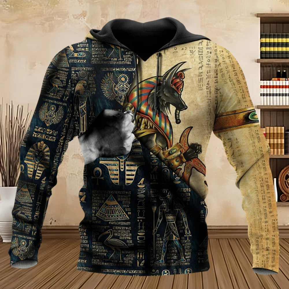 Men's Hoodie Eygpt Anubis Design Hoodies 3D Print Graphic Tops Autumn Long Sleeve Pullover Streetwear Hooded Hoodie Men Clothing 5