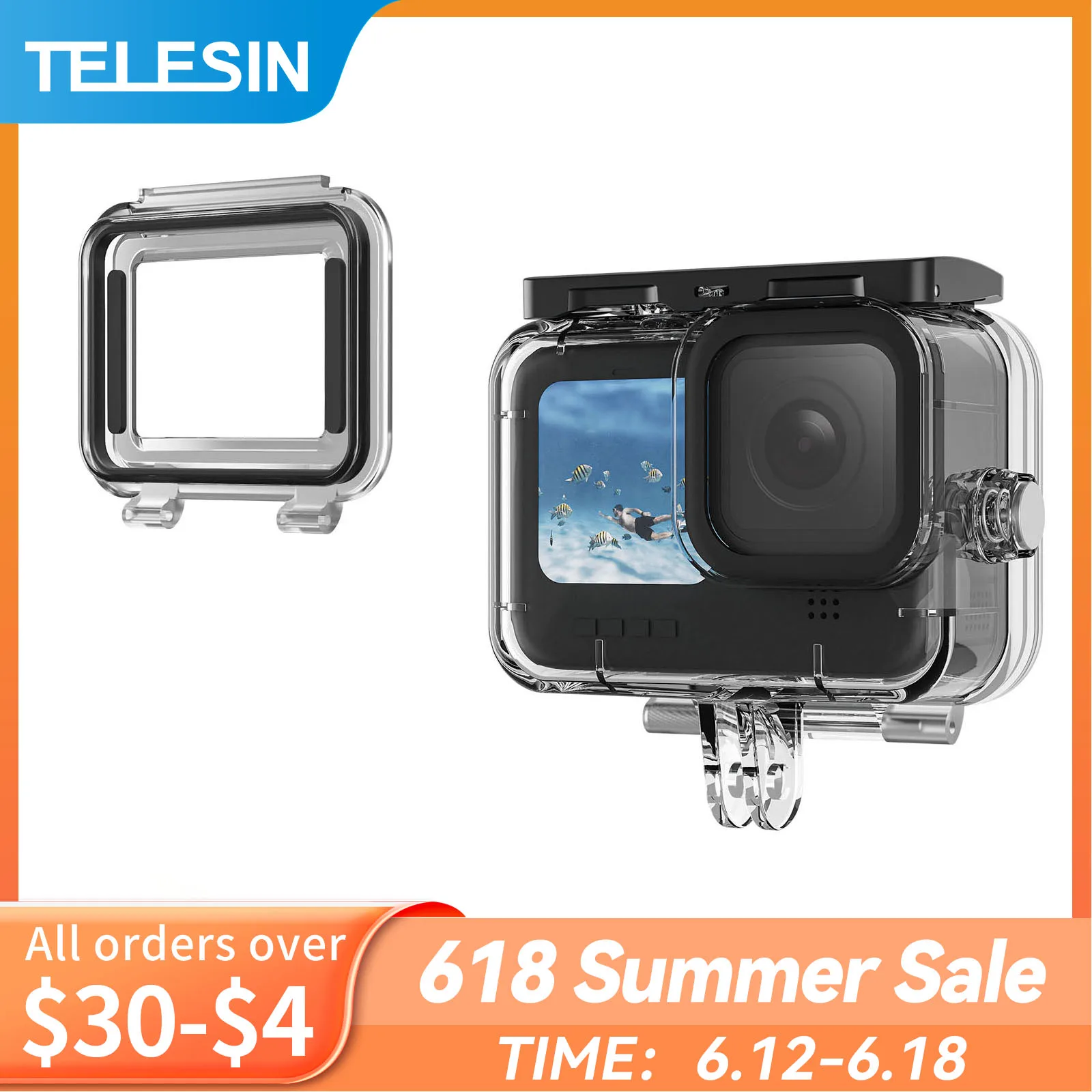 Telesin Waterproof Case Full Scene Antifog Underwater Tempered Glass