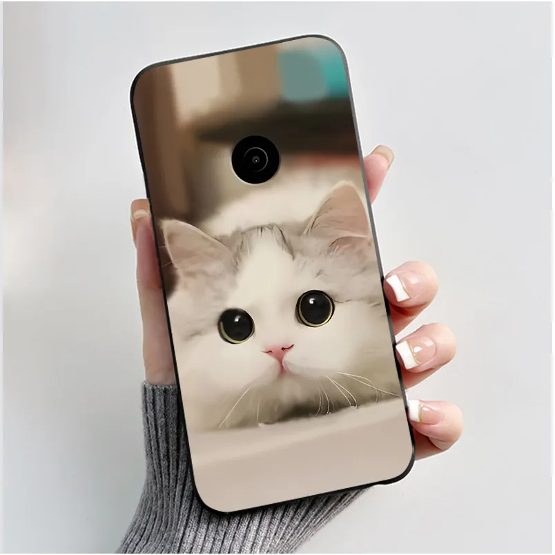 Aesthetic Cute Cat Cartoon Black Silicone Phone Case - Shockproof Protective Bumper