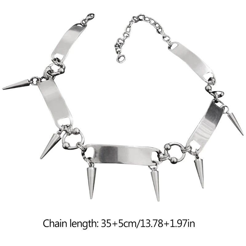 Trendy Hip Hop Rivet Necklace Gothic Choker Chain with Spikes, Adjsutable Neckchain Fashion Jewelry Pieces for Women