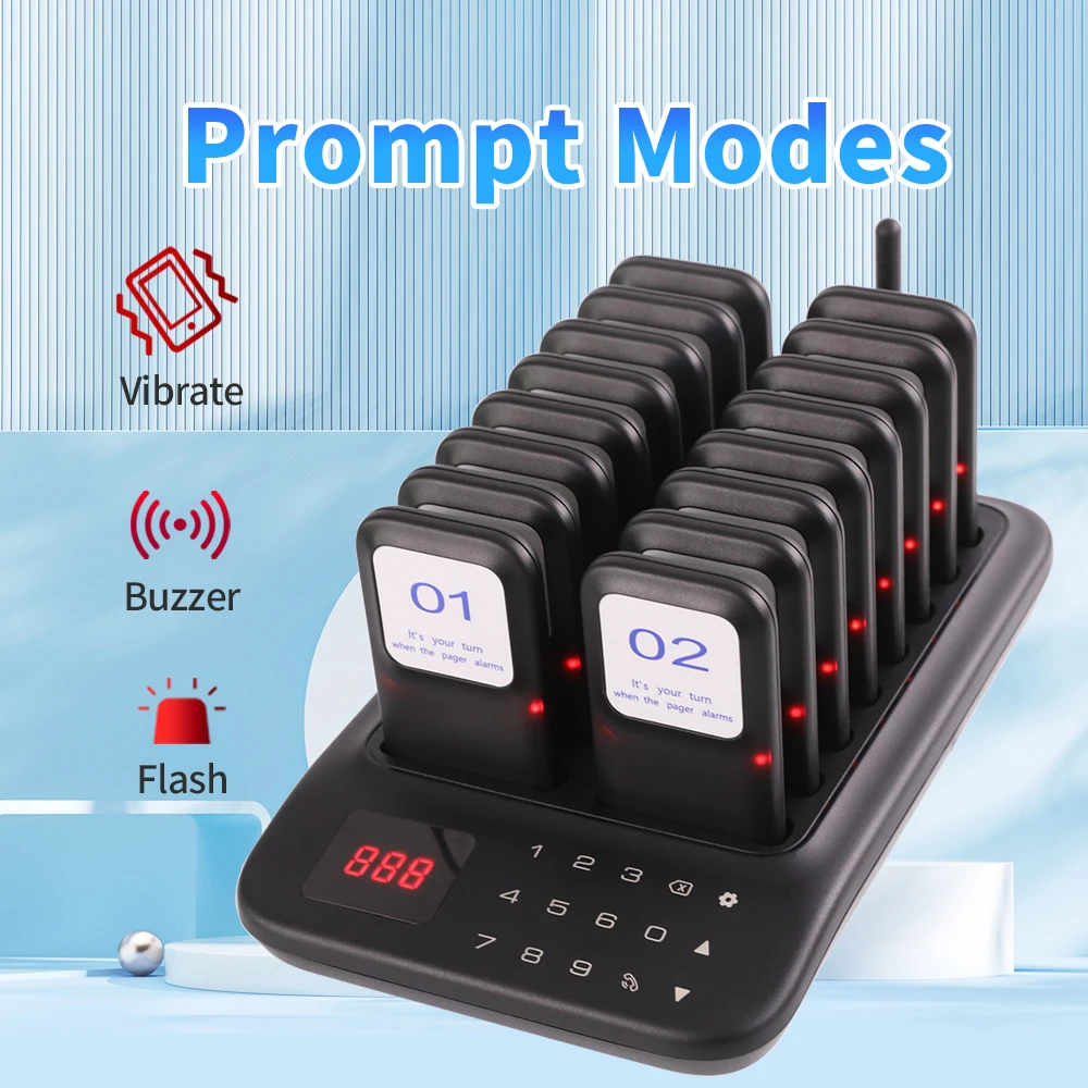 Wirelesslink Touch Panel Wireless Calling System Strong Signal Restaurant Guest Queue Pager for Church Clinic Food Truck Nursery