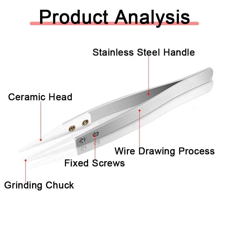 Ceramic Tweezers Anti-static High Temperature Resistant Corrosion Resistant Insulation Maintenance Clip Handmade DIY Tweezers tweezer tool esd anti static tweezers ceramic tweezers