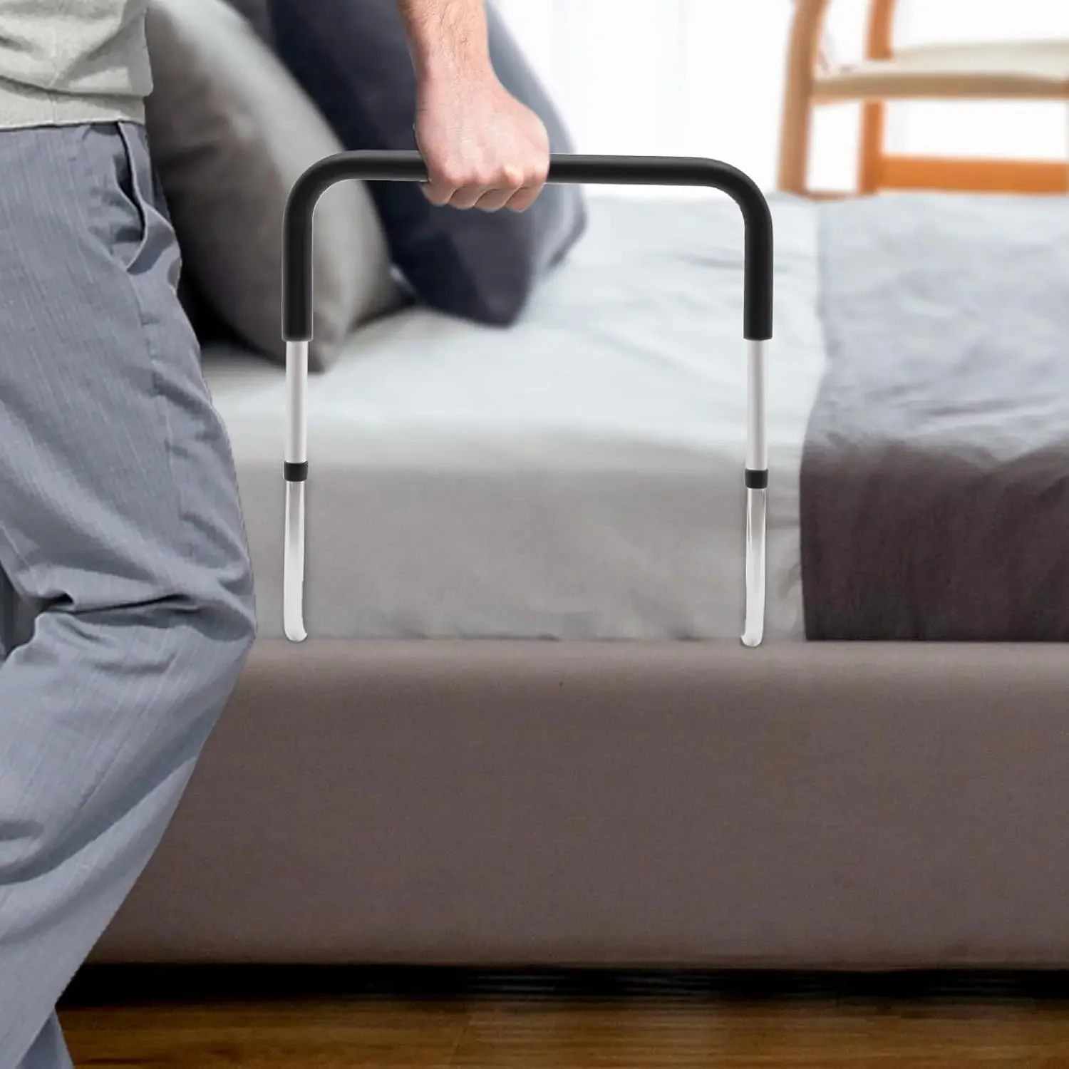 Bettgitter für ältere Menschen, Stehhilfe-Bett für Senioren, höhenverstellbarer Fallschutz für Senioren, Handläufe für ältere Menschen, Unterstützung bis zu 137 kg – Detail 6