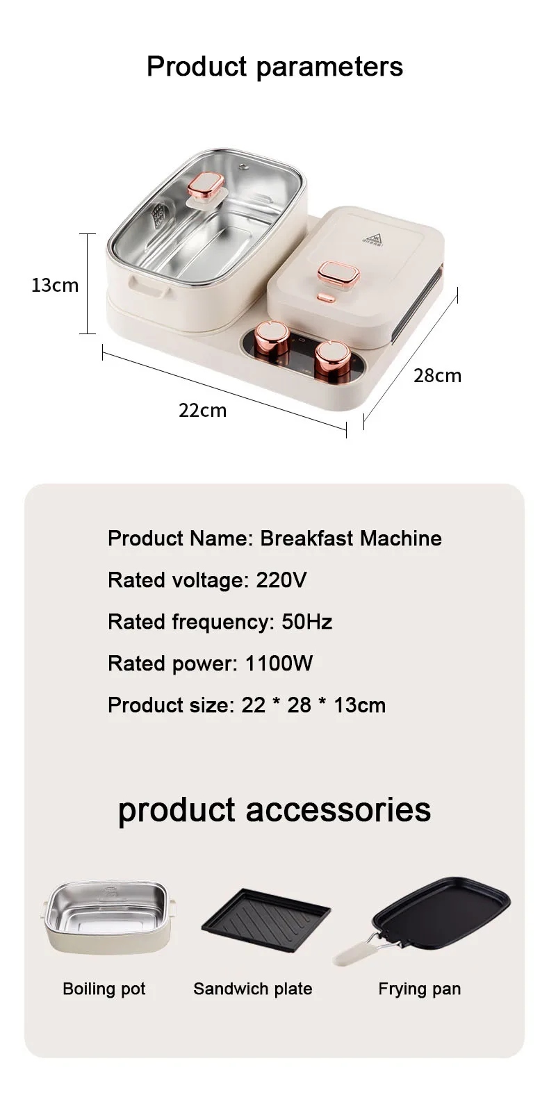 DMWD Electric 3 in 1 Household Breakfast Toaster Baking Machine Sandwich Omelette Fry Pan Hot Pot Boiler Food Steamer 6
