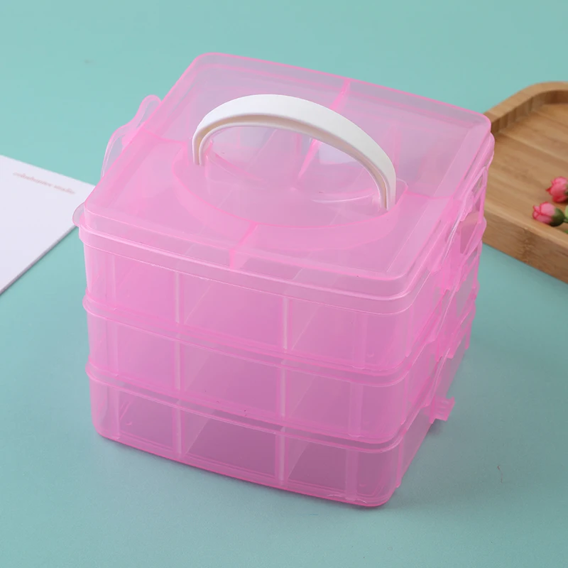 LMDZ 3 Layers 18 Compartments Plastic Storage Box Clear Organizer Multifunction Empty Box Sewing Tools Jewelry Container storage box plastic storage box