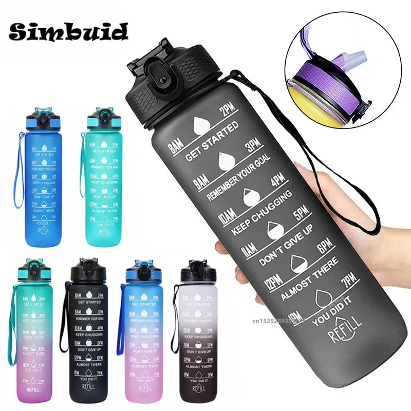 1 Liter Large Capacity Sports Water Bottle with Time-Tracking Straw Leak Proof Locking Flip Cover for Outdoor Fitness water bottle sports water bottle sports bottle