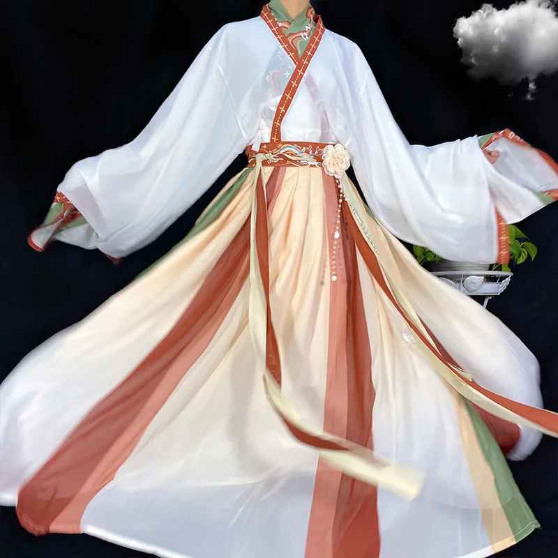 

Ancient Chinese Traditional Hanfu Dress White Hanfu Sets Paired Clothing For Couple Halloween Cosplay Costume Oriental Dance Men