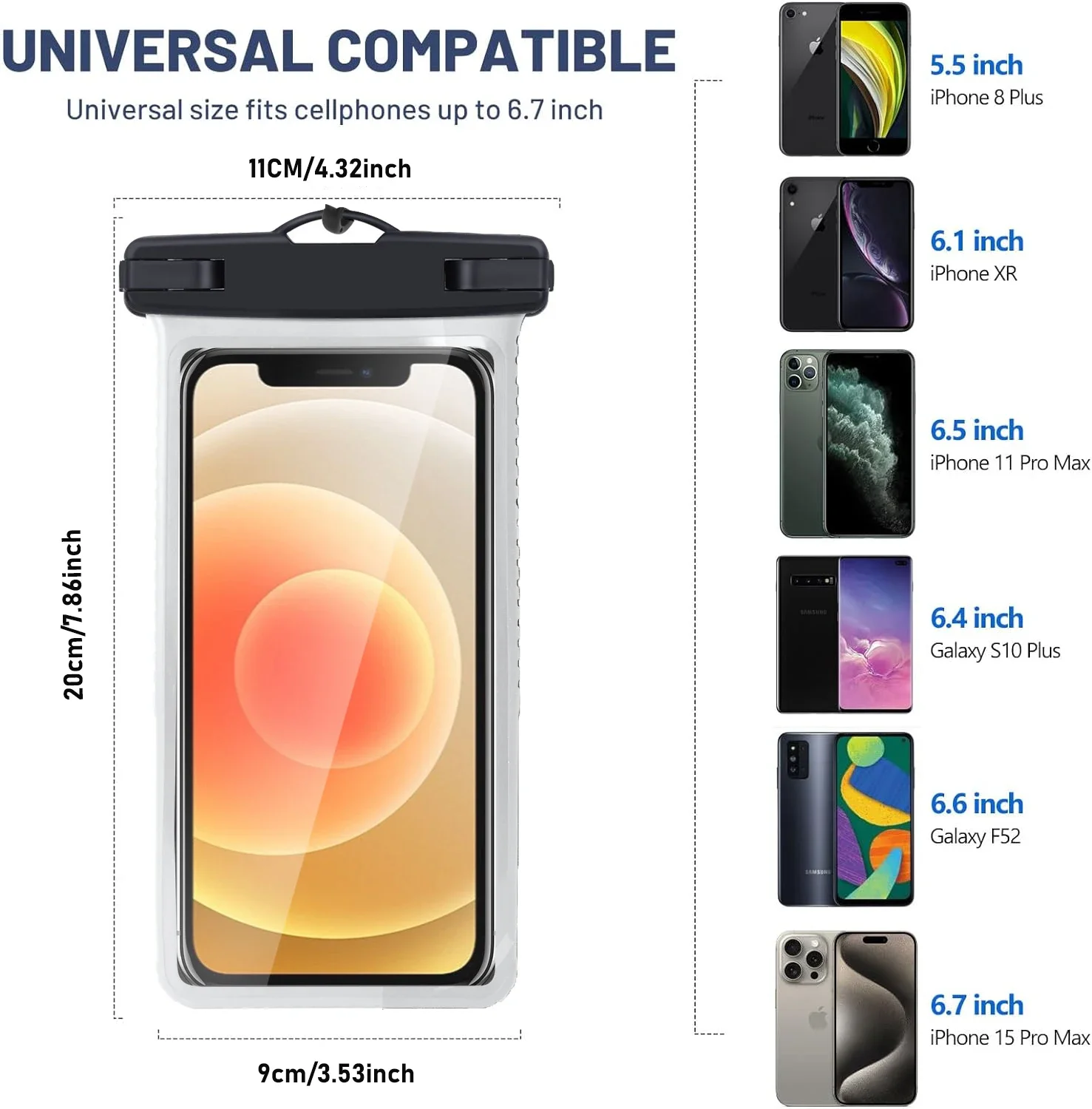 7 inch Anti-Falling Waterproof Phone Bag Touchscreen Swimming Drifting Boating Diving Surfing River Trekking Phone Case Holder 4