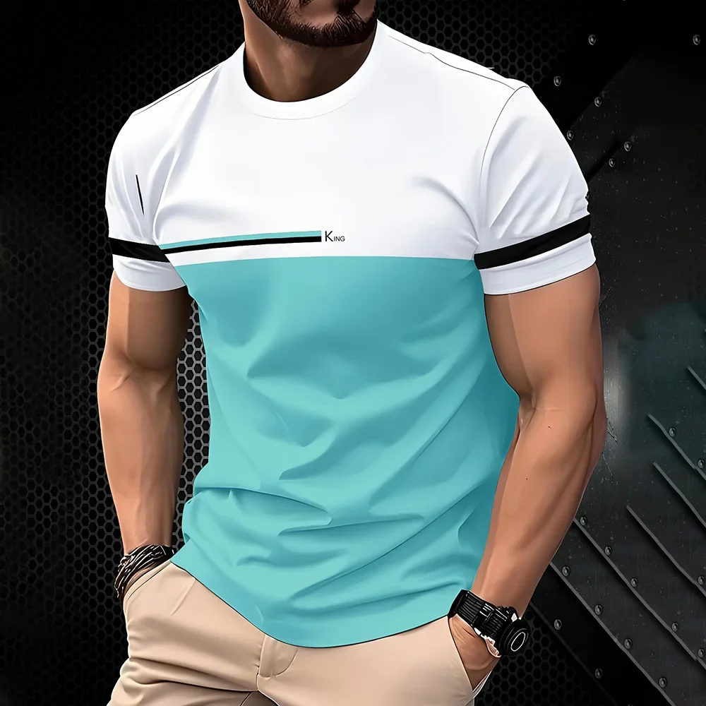 Durant l'été 2026, les t-shirts décontractés pour hommes s'enrichissent d'un simple vêtement d'extérieur à manches courtes, col rond et impression 3D respirante._voghion.com