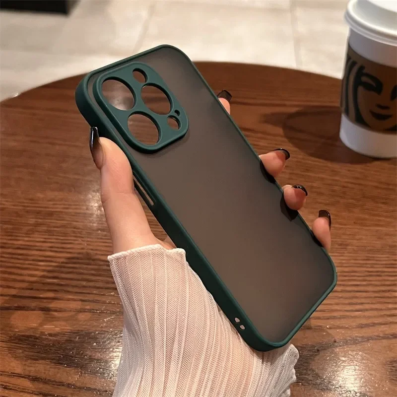 Luxury Shockproof Matte Phone Case with Transparent Bumper Cover