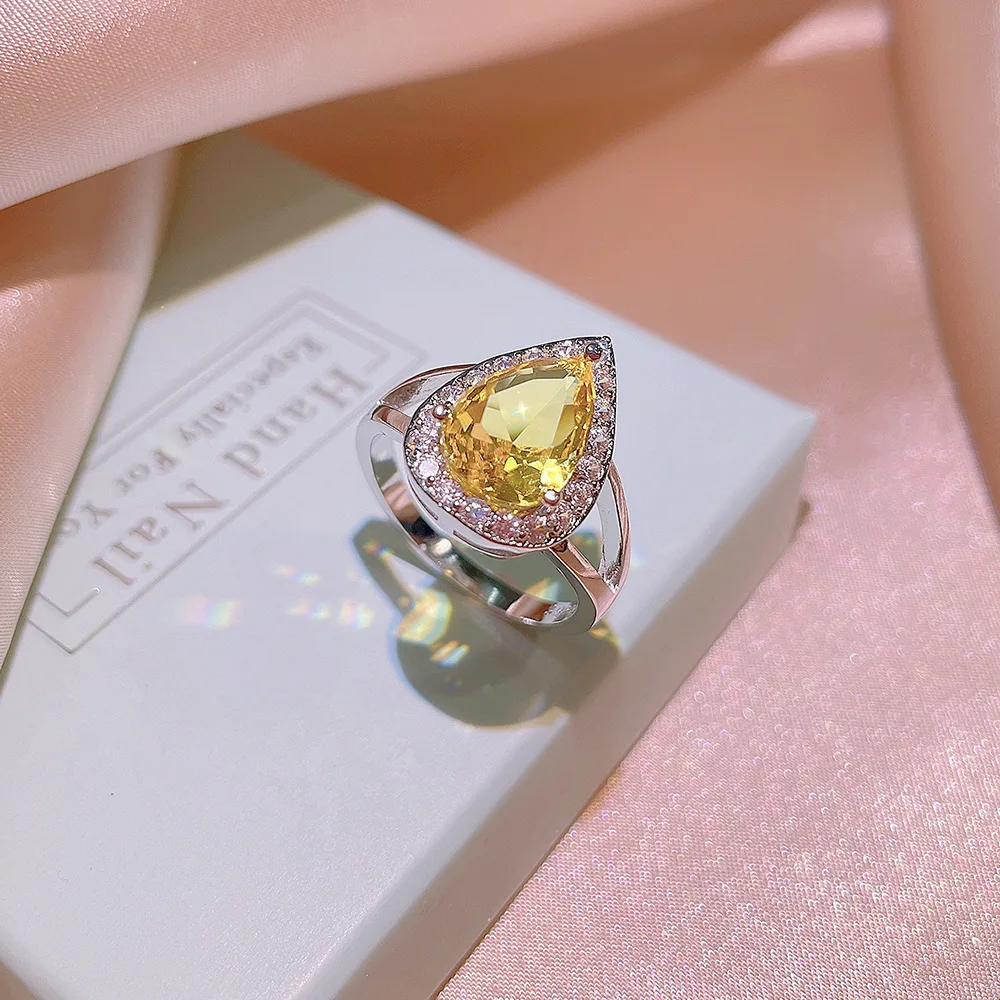 Jewelry Set Silver Jewelry Set Exquisite Jewelry Three-piece Set for Women Fashion Zircon Drop Shape Earrings Necklace Ring Wedding Bridal Jewelry Set