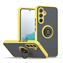 Magnetic Ring Armor Phone Case with Holder and Protective Back Cover for Galaxy A07 4G (QY - Yellow)