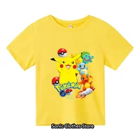 Summer New 3-14 Year Old Children's Pokemon Fashion Clothing Boys Short Sleeved Pikachu T-shirts Girls Casual T-shirts 1
