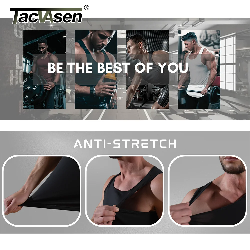 TACVASEN 남성용 고품질 코튼 탱크 탑, 크루 넥 민소매 티셔츠, 체육관 피트니스 운동, 보디 빌딩 스포츠 조끼, 티 언더셔츠