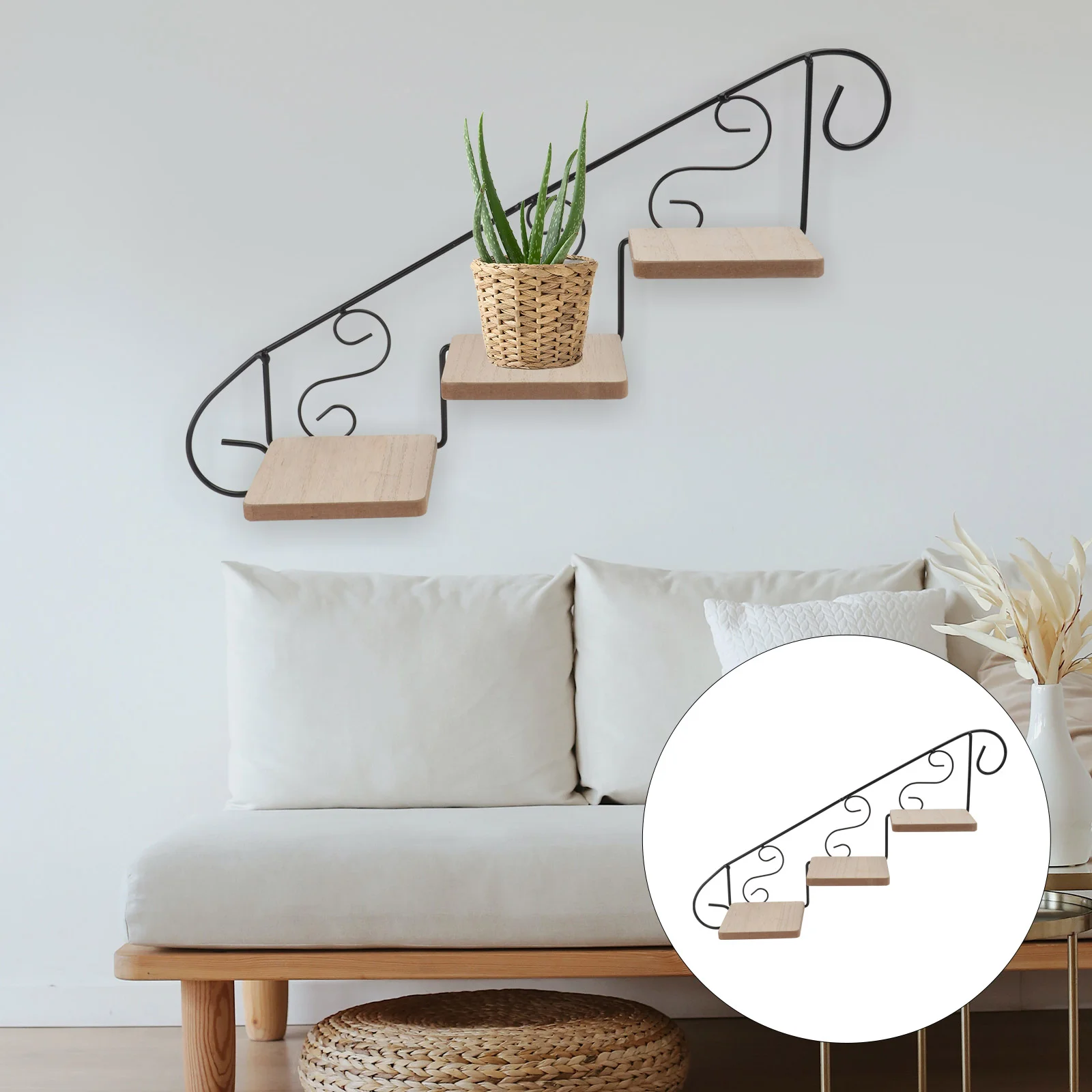

Retro Staircase Decorative Frame Wall Decoration Storage Rack Wall Hanging Flower Shelf Wall Mount Flower Pot Stand Home Decor