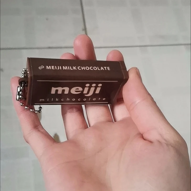 Hot Japanese Style Simulated Meiji Chocolate Fidget Toy Bendable Snap Stress Relief Keychain Pendant Creative Gift S Image 8