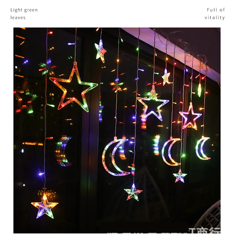 3.5M 110V 220V LED Star Moon Christmas String Fairy Lights Garland Outdoor Home For Wedding/Party/Curtain/Ramadan Decorations