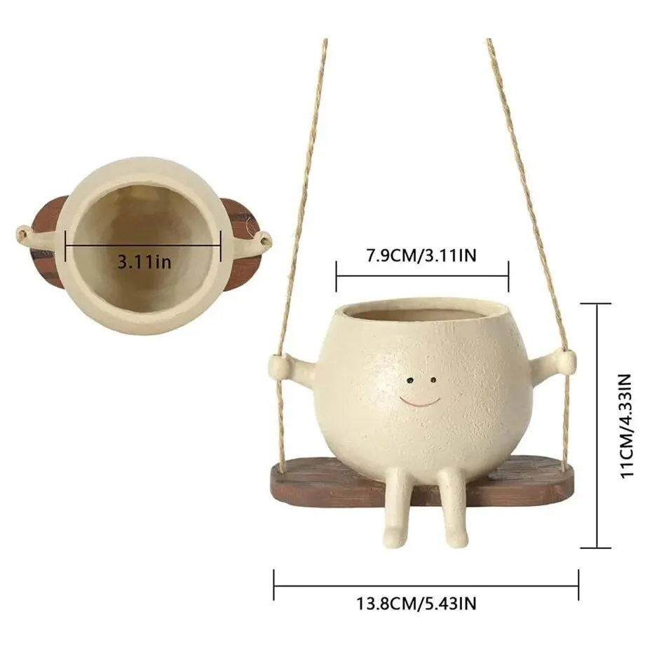 Flower Pot Swing Face Planter Pots Wall Hanging Planters Smile Face Resin Flower Pot for Flowers Big Succulent Plants Creative Pot flower pot,hydroponic flower pot,plant pot