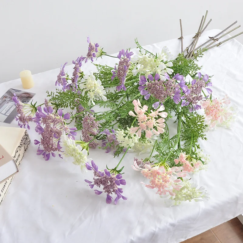 4 Stück/Set Künstliche Lange Zweige mit 4 Schaumstoffblumen, Kunstblumen für Hochzeitsdekoration, Party-Tisch-Blumenarrangement, Wohnaccessoires