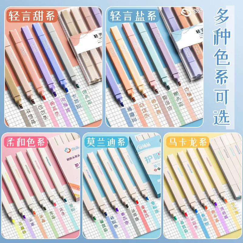 Highlighter Fluorescent Pens 6Pcs Aesthetic Double Headed Pastel color Highlighters Stationary Supplies Drawing Marker Pen highlighter pen marker pen highlighter marker