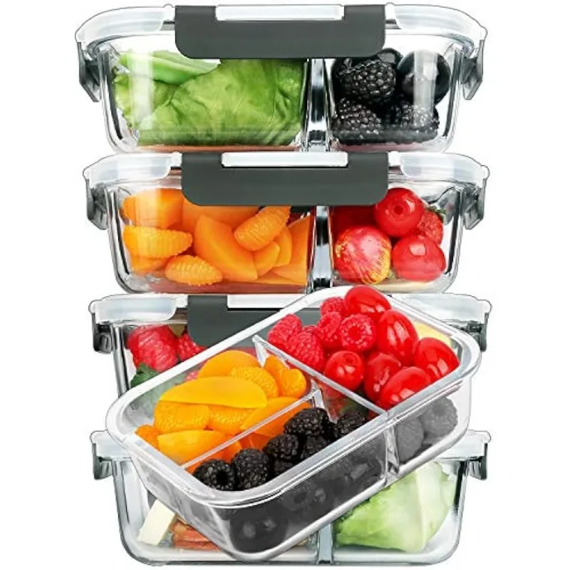 Prep Naturals Glass Meal Prep Containers (5 Pack, 36 Ounce) - Glass Food Storage Containers with Lids - Food Containers Food