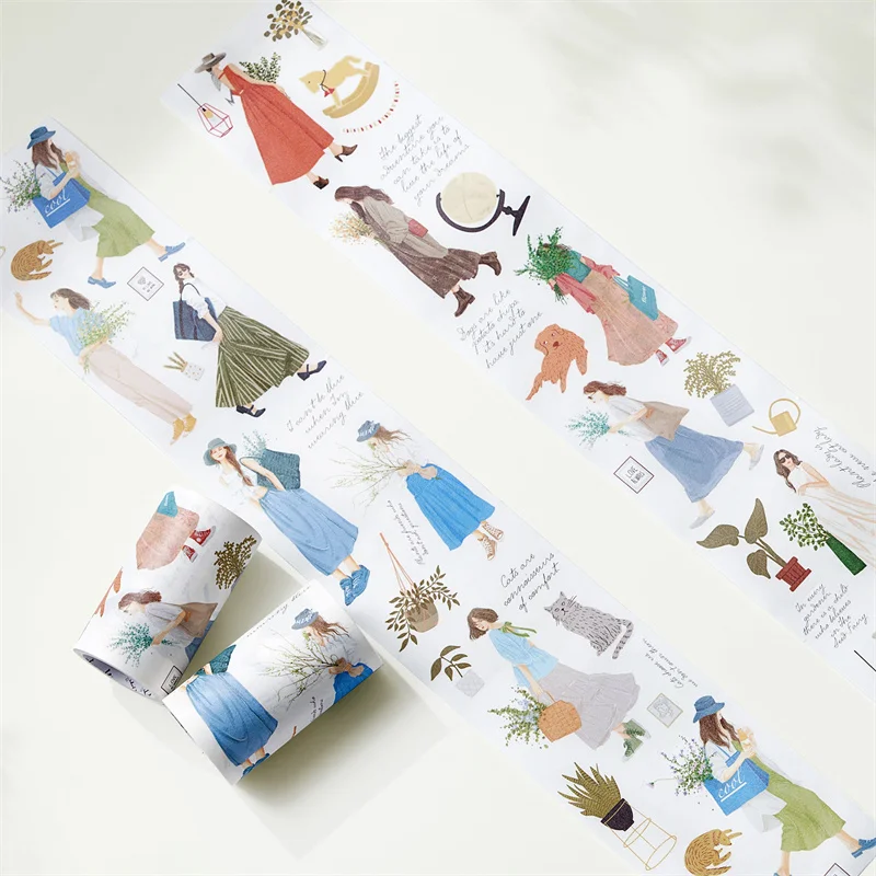 

Midst of the Journey Washi Tape Sticker Set WT Lovely Girls Die-cut Scrapbooking Adhesive Stickers 7.5cmx5meters 2rolls/set