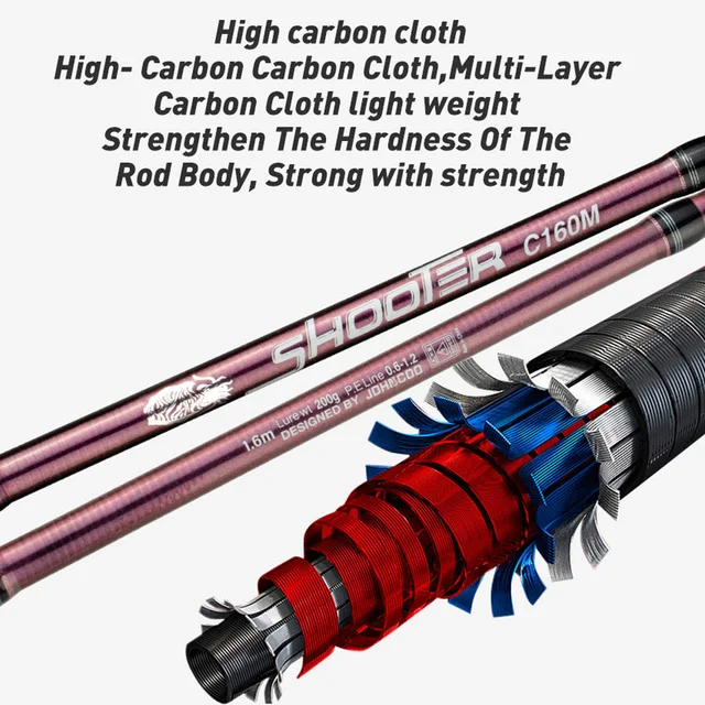 160cm의 초경량 낚싯대, 티타늄 캐스팅 팁과 함께 오징어 낚시에 최적인 제품