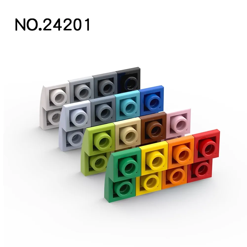 200pcs MOC 조립 입자 24201 슬로프 곡선 2x1 반전 빌딩 블록 DIY 모델 교육용 하이테크 예비 두뇌 장난감
