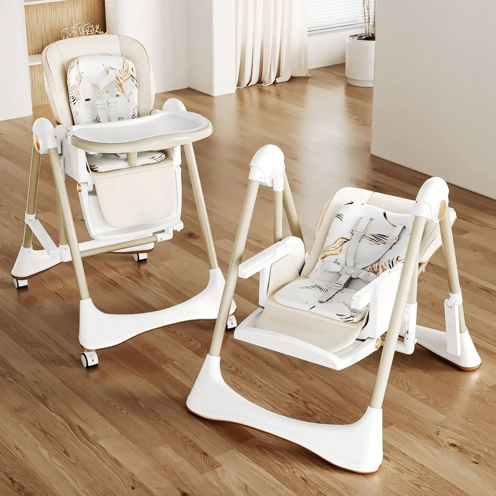 Swing Dining Chair Rocking Chair Foldable Dining Toddler Table Cradle 2-in-1 Learning Rocking