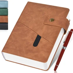 Premium Leather Journal - A5 Size, 200 Pages, with Elastic Pocket for Writing, Note - Taking, and Reflection (Brown)