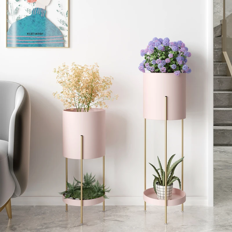 Discount Nordic Iron Balcony Plant Stand Multi-layer Light Luxury Indoor Flower Rack Floor Type Durable Living Room Shelf